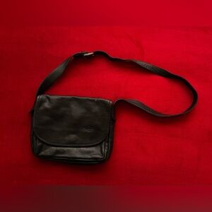Hergon Women's Adjustable Strap Black Leather Crossbody Purse 11.5" W x 9" H